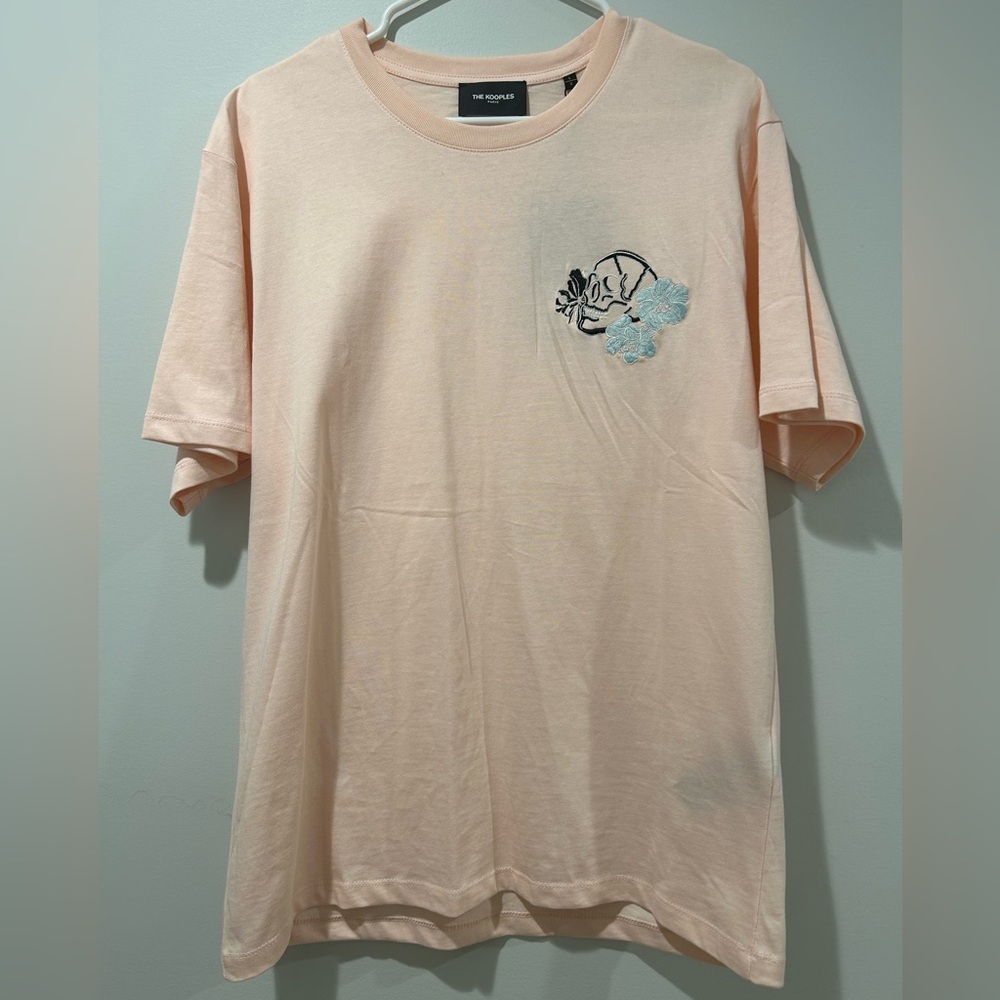 The Kooples 100% Cotton Pink Embroidered Skull T-Shirt Size L - Picture 2 of 9
